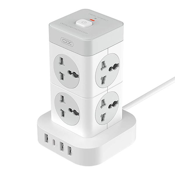 Listwa zasilająca XO WL21 8 gniazd, 3x USB-A, 1x USB-C  (biała)