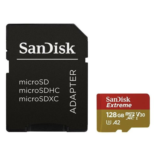 SanDisk Extreme micro SDXC 128 GB + adapter SD V30 UHS-I U3